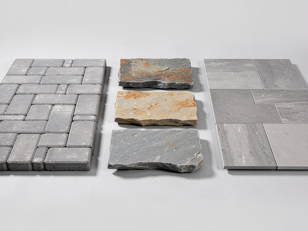 Assortiment de textures et couleurs de pavé uni